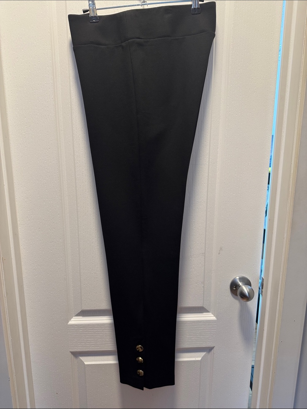 Straight-Leg Dress Pants with Button Hem